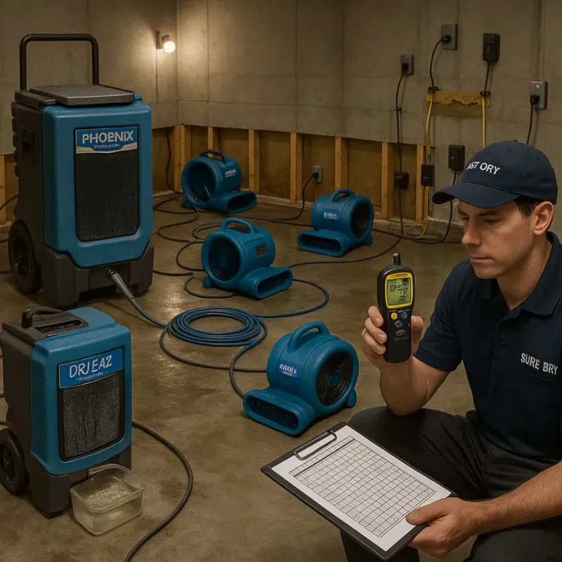 Structural Drying and Dehumidification process in Trion, GA